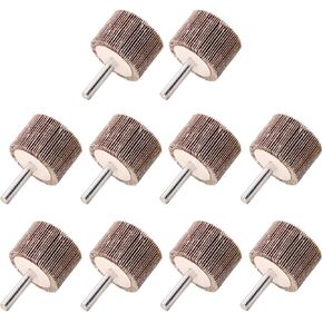 Koopi 10 Pack 1-3/8" x 1" x 1/4" Shank Mounted Flap Wheels, 120 Grit Aluminum Oxide Sanding Flap Wheels for Drill - Abrasive Grinding Tool