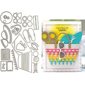 Beach Glasses and Bags Die Cuts for Card Making,Metal Cutting Dies Embossing Paper Dies for Scrapbooking DIY Album Card Making Supplies