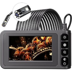 SKYBASIC Dual Lens Industrial Endoscope Borescope Camera with Light, 4.3'' LCD Screen HD Digital Snake Camera Handheld Waterproof Sewer Inspection Camera with 8 LED Lights, 16.5FT Semi-Rigid Cable