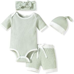 HINTINA Gender Neutral Baby Shorts Outfits Summer Clothes Set