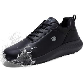Non Slip Work Shoes for Men Slip on Waterproof Kitchen Chef Restaurant Walking Sneakers Comfortable Food Service Working Footwear Leather Nursing Shoe
