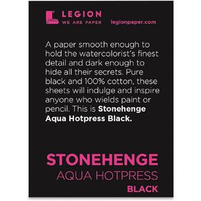 Stonehenge Aqua Black Medium Weight Pad, 140lb, Hotpress, 8 x 10 Inches, 15 Sheets for Wet and Dry Media
