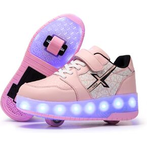 XAQA USB Rechargeable Light Up Roller Skate Shoes - Color Changing LED Transformable Multifunctional Wheel Sneakers for Girls and Boys The Best Gift for Party Birthday Christmas Day