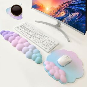 Mouse Pad with Wrist Rest -Desk Decoration-WENPIC- Ergonomic Cloud Wrist Rest - Soft and Flexible, Non-Slip - Can Relieve Long-Term Office Wrist Pain - Ideal for Office, Computer, Laptop (B)