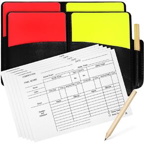 Toyvian Soccer Referee Card Sets, Warning Referee Red and Yellow Cards with Wallet Score Sheets, Pencil Accessories, 2 Packs