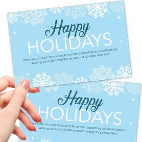 T MARIE 50 4x6" Happy Holidays Thank You Cards For Small Business - Extra Large Bulk Christmas Small Business Postcards To Say Thank You - Package Order Inserts for Holiday and New Years