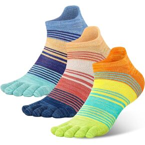 TikMox Toe Socks for Men/Women Cotton Athletic Running Five Finger Ankle Socks 3 Pairs