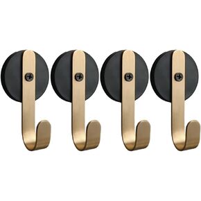 Qinwuwu XXHong Magnetic Hooks Solid Brass Wreath Hanger for Front Door Fridge Magnet Hooks for Hanging Towel Coat Kitchen Cruise Indoor Outdoor 4 Packs