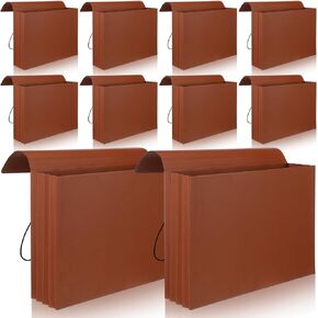 Chuangdi 10 Pcs Expanding File Wallet with Flap and Elastic Cord Closure Expandable Expanding File Folder for Lawyers Bankers Documents Paper Office, 3-1/2" Expansion, Legal Size, Brown