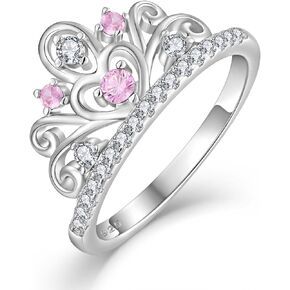 STARCHENIE Princess Crown Tiara Ring Wedding Engagement Band 925 Sterling Silver Anniversary Rings for Women