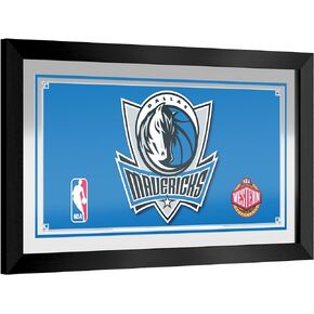 Trademark Global Wall Mirror - Ready-to-Hang Dallas Mavericks Logo Black Framed Rectangle Mirror - for Pub, Game Room, Garage or Home Bar