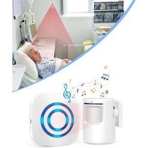Wireless Caregiver Pager, Motion Sensor Alarm, Indoor Bed Alarm for Elderly Adults, Door Alarms for Dementia, Motion Detector, Driveway Alarms, Door Chime, Doorbell for Business When Entering