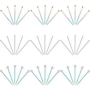 UNICRAFTALE 90Pcs 3 Styles 304 Stainless Steel Pins Set Rainbow Ball Head Pins Flat Head Pins Metal Eye Pins Pendant Supplies for DIY Earring Bracelet Necklace Jewelry Making