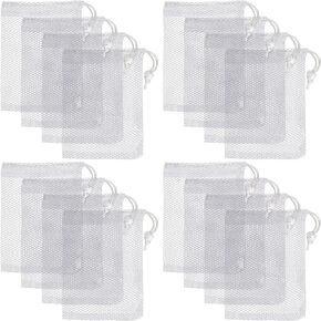 Yzyil 16 قطعة من حقيبة الرباط الشبكية من النايلون، 5.5 × 7.5 بوصة أكياس شبكية صغيرة برباط شبكي مع رباط منزلق لألعاب الشاطئ، وحقائب شبكية والسفر (أبيض) in Kuwait