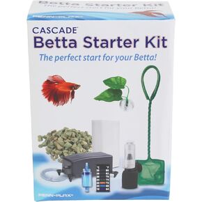 PENN-PLAX Cascade Betta Fish Starter Kit – Includes Air Pump, Airline Tubing, Sponge Filter, and Thermometer – Flow Rate of 1.2 L/Min – 9 Pieces