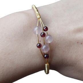 Handmade Natural Amethyst Bead stone Gold wire wrapped banggle Bracelet, Energy Healing Crystals, Birthday, Gift For Her,Gemstone Jewelry