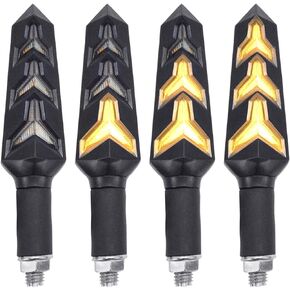 Motorcycle Turn Signals, 4Pcs Y Shape Flowing Turn Signal Brake Daytime Running Indicators Light for Motorcycle Motorbike Scooter Quad Cruiser