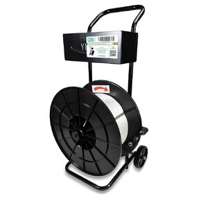 IDL Packaging CA-240HC Strapping Cart & Dispenser for Composite Cord Strapping Coils with 8" x 8" Core - Solid Steel Tube Frame for Durability - Spacious Tray for Strapping Cutter, Buckles and Gloves