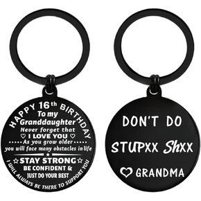 ENGZHI 16th Birthday Decorations for Girls, 16 Year Old Girl Birthday Gift Ideas for Daughter Granddaughter, Metal Keychain