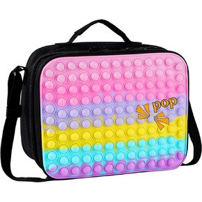 Unineovo Kids Lunch Box,Girls Pop lunch Box Tote Bag,Reusable Insulated Lunch Box for Girls, Rainbow Lunch Box Bag for School,Lightweight Water Resistant Cooling Lunch Containers Durable Zippered