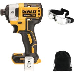 DEWALT 20V Tools MAX XR Impact Driver، أدوات Dewalt، بدون فرش، 3 سرعات، 1/4 بوصة، تتضمن نظارات أمان وحقيبة تخزين (DCF887B) in Kuwait