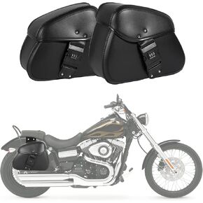 INNOGLOW Motorcycle Saddlebags Throw Over Bags Side Saddle Bags Password Lock PU Leather Black Universal for Harley Cruiser Bobber Chopper Suzuki Kawasaki