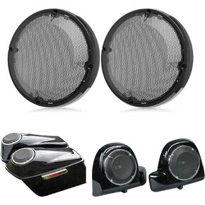 GUDITEM Motorcycle Saddlebag Lid Lower Vented Fairing Speaker Grill Cover 6.5 Inch for Harley Touring Road King Electra Glide Street Glide 1983-2020, Black