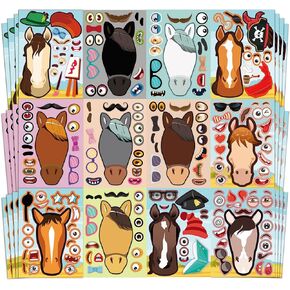Aowplc 48 Sheets Farm Animal Make‑a‑Face Stickers for Kids & Toddlers – 12 Unique Mix‑and‑Match Designs – Farm Party Favors, Birthday Supplies, Activities & Crafts