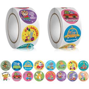 1000 PCS Round Animal Stickers for Kids,1 Inch Animal Reward Stickers in 16 Patterns,Teacher Supplies for Classroom,Stickers Bulk for Kids,2 Rolls Motivational Stickers for Supplies Decoration Favors