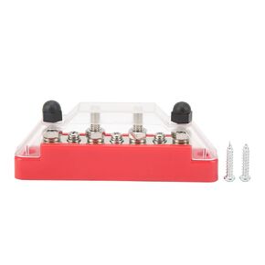 Aramox Power Distribution Block, 48V 150A 4 Post Power Distribution Terminal Block 7 Way Bus Bar with Cover for Cars RVs Boats (Red)