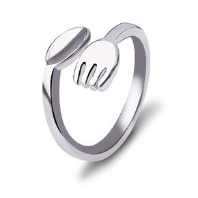 Spoon and Fork Ring, Silver Spoon Ring Cute Ring for Women, Unisex Adjustable Open Ring for Men, Funky Ring for Chef Christmas Gift
