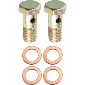 X AUTOHAUX 2 Set Banjo Bolt Brake Fitting Adapter Kit M12x1.5 Brake Line Thread Single Banjo Bolt with 12mm Washers