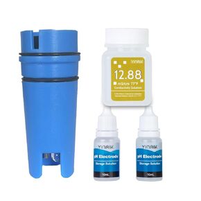 YINMIK pH Probe for YK-5, Replaceable pH Electrode with 12.88mS/cm Calibration Solution for Pool, with Gift KCL pH Storage Solution Kit