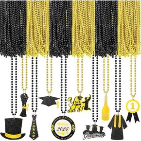 Trnayi 100 قطعة من قلادات خرز التخرج 2024 هدايا التخرج بالجملة قلادة قلادة من الذهب الأسود لإكسسوارات حفلات التخرج in Kuwait