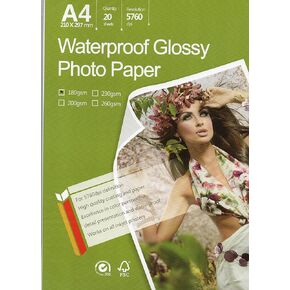 Great Premium Quality Photo Glossy White Paper 8.3"x11.7" A4 Size 20 sheets weight 180gsm. Dries Quickly Excellent Price Much better finish colors Best Look Pictures print for all inkjet printer