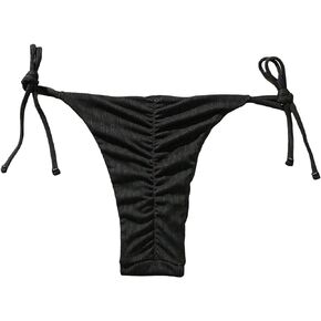 WDIRARA Women's Ruched Tie Side Briefs Textured Solid Simple Basic Swimwear Bottom