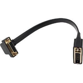 90 Degree DVI Extension Cable, 1FT/30CM Flat Slim DVI-D Dual Link, Female to Male, Supports 1080p, Compatible with TV, Projector in Kuwait