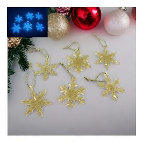 Christmas Gold Snowflake Ornament Glow in The Dark, 6 Gold Snowflakes Add a Touch of Winter Magic to Your Holiday Decorations in Saudi Arabia