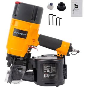 BHTOP CN83N تأطير لفائف المسامير 2 بوصة إلى 3-1 / 4 بوصة مع ضبط العمق مسدس مسامير الهواء الاحترافي حريق متسلسل باللون البرتقالي in Kuwait