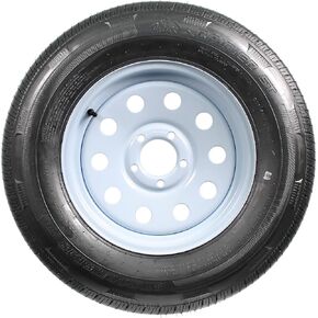 eCustomRim Radial Trailer Tire On Rim ST205/75R15 205/75-15 15 5 Lug Wheel White Modular - 6 Year Warranty w/Free Roadside