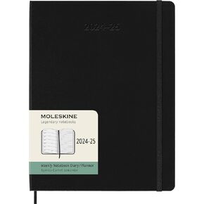 Moleskine Classic 18 Month 2024-2025 Weekly Planner, Hard Cover, XL (7.5" x 10"), Black, 208 pages