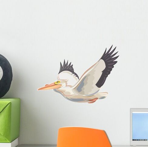 ملصق حائط Wallmonkeys Pelican قابل للتقشير واللصق (12 بوصة عرض × 9 بوصة ارتفاع) WM147470 in Kuwait