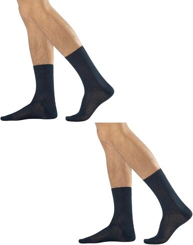 CALZITALY Two Pairs of Mens Cotton Crew Socks | 7.5/9.5, 10/12 | Made in Italy in Saudi Arabia