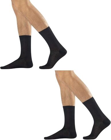 CALZITALY Two Pairs of Mens Cotton Crew Socks | 7.5/9.5, 10/12 | Made in Italy in Saudi Arabia