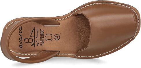 PAYMA - Flat Leather Sandals for Women. Made in Spain. Summer Sling Back Espadrille Menorcan Menorquinas. Padded Insole. Open Heel. Leather, White, and Black. in Saudi Arabia