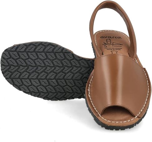PAYMA - Flat Leather Sandals for Women. Made in Spain. Summer Sling Back Espadrille Menorcan Menorquinas. Padded Insole. Open Heel. Leather, White, and Black. in Saudi Arabia