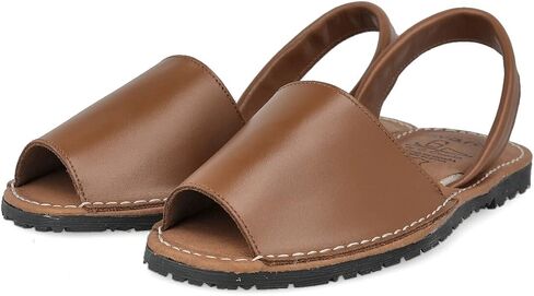 PAYMA - Flat Leather Sandals for Women. Made in Spain. Summer Sling Back Espadrille Menorcan Menorquinas. Padded Insole. Open Heel. Leather, White, and Black. in Saudi Arabia
