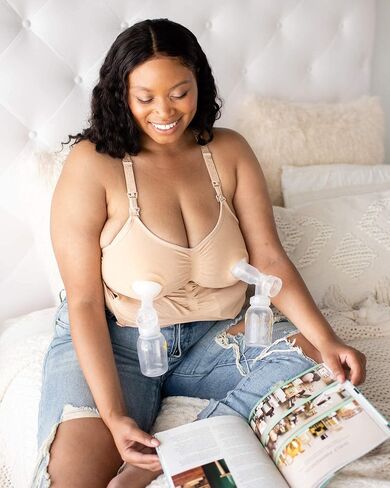Kindred Bravely 2-Pack Hands Free Pumping Bra Bundle (Black and Beige, X-Large-Busty) in Saudi Arabia