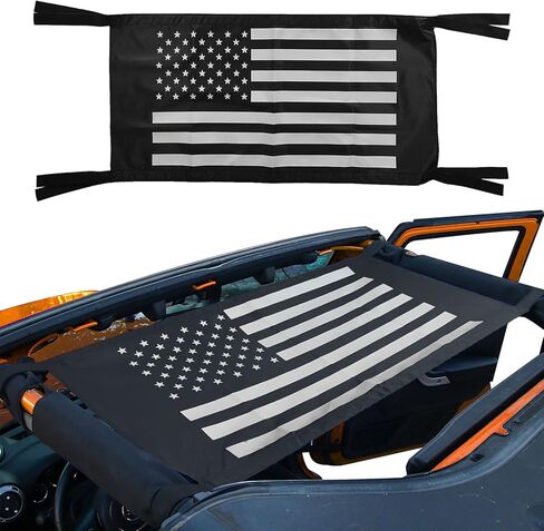 Aumodizzy أرجوحة سرير على شكل سيارة بقية سقف أرجوحة شبكة شبكة بضائع ظلة ل جيب رانجلر YJ TJ JK JKU JL JLU 1987-2024 العلم الأمريكي in Kuwait