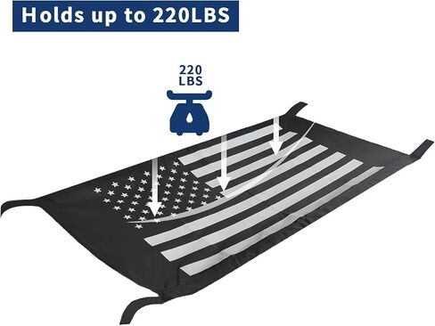 Aumodizzy أرجوحة سرير على شكل سيارة بقية سقف أرجوحة شبكة شبكة بضائع ظلة ل جيب رانجلر YJ TJ JK JKU JL JLU 1987-2024 العلم الأمريكي in Kuwait